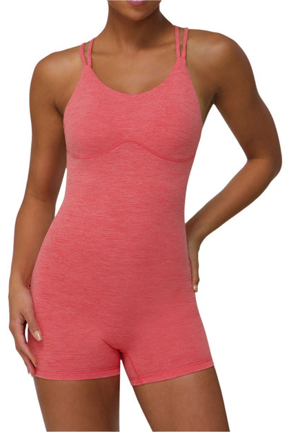 Cross Back Yoga Bodysuit One Piece Workout Romper