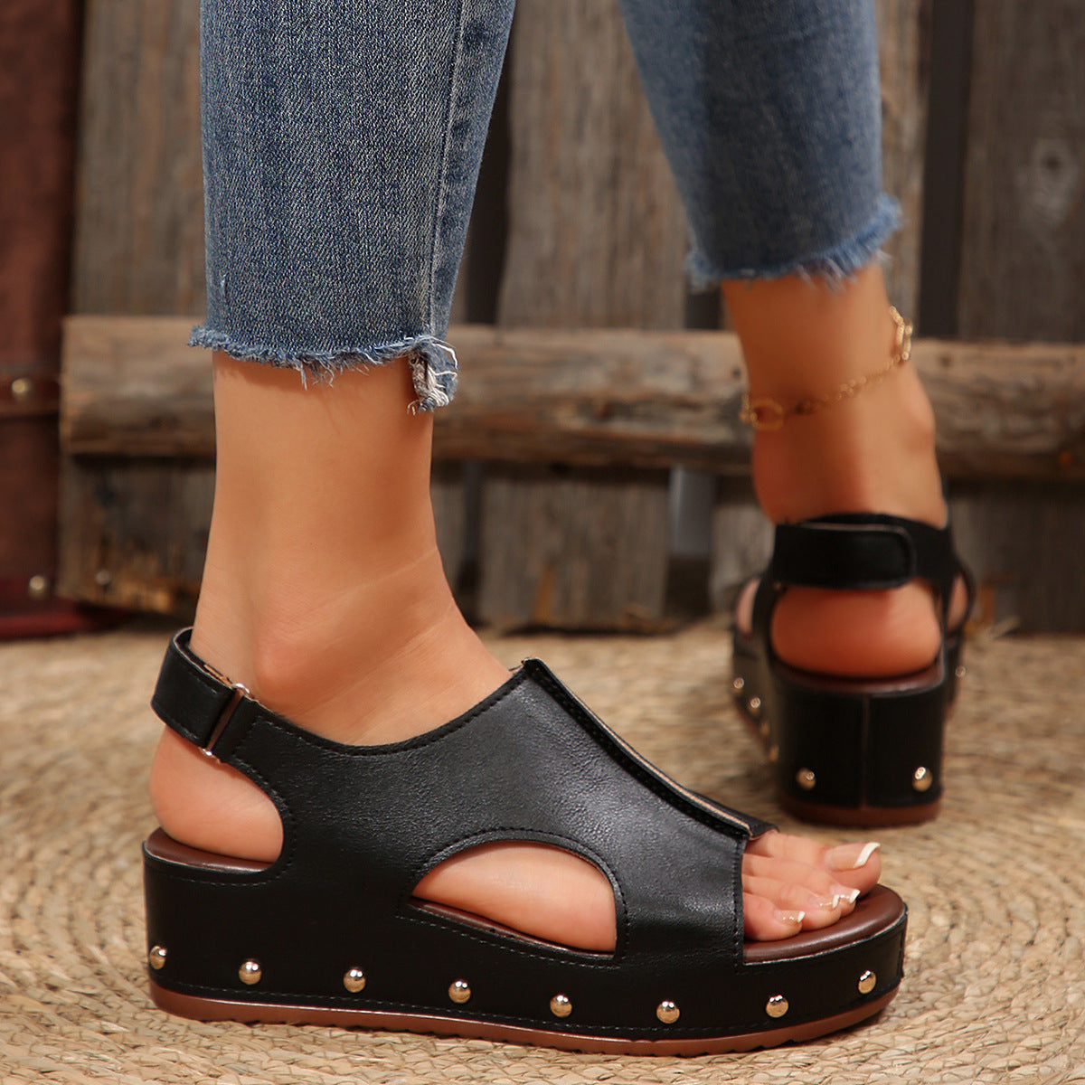 Platform Peep Toe Wedge