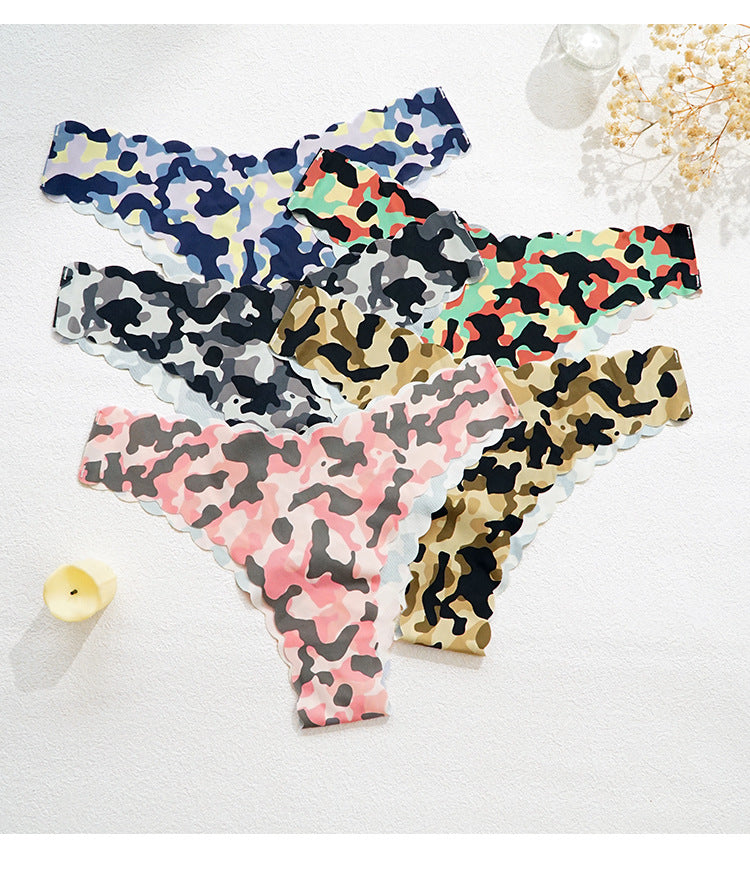 Seamless Low Waist Wave Edge Silk Briefs