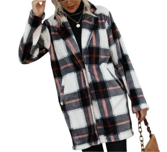 Elegant Long Sleeve Collared Gold Mink Fluff Woolen Coat