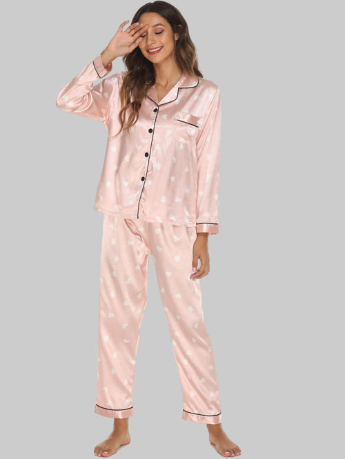 Artificial Silk Pajamas Set
