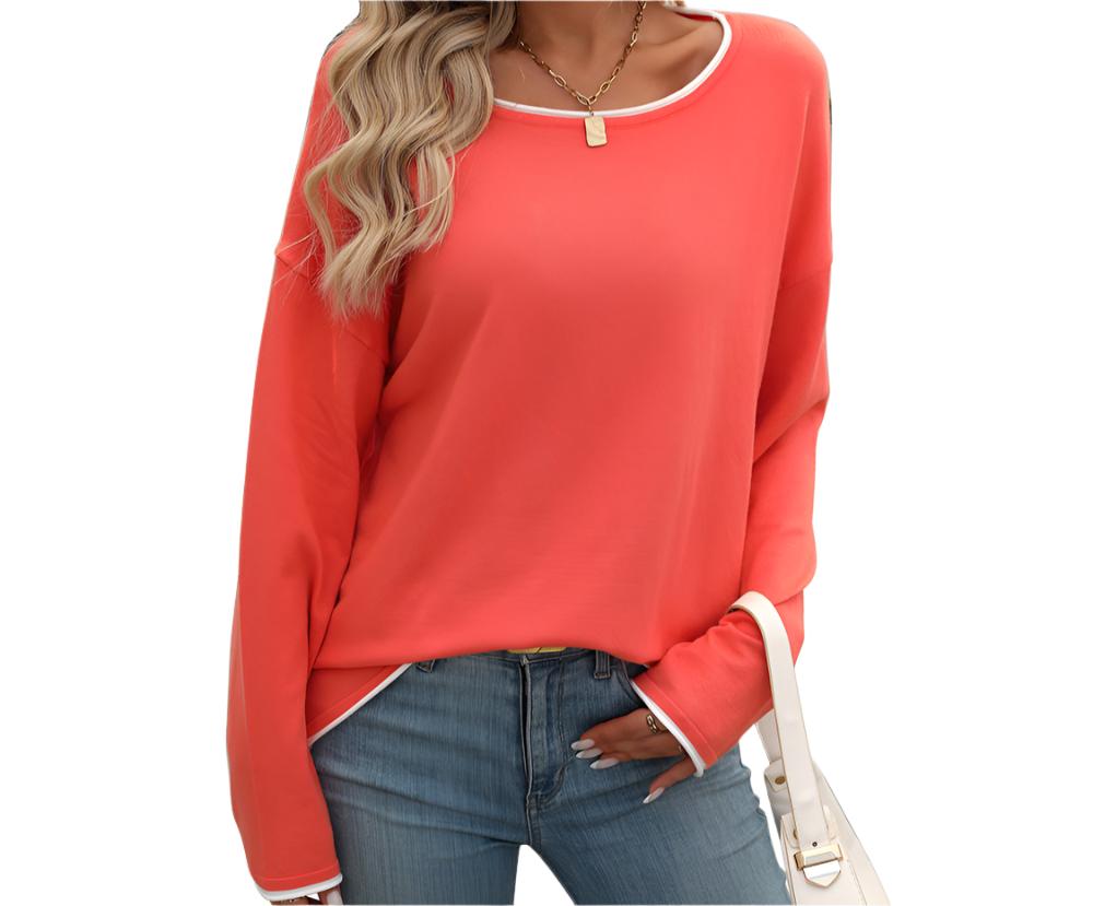 Color Jumping Core Yarn Long Sleeve Sweater