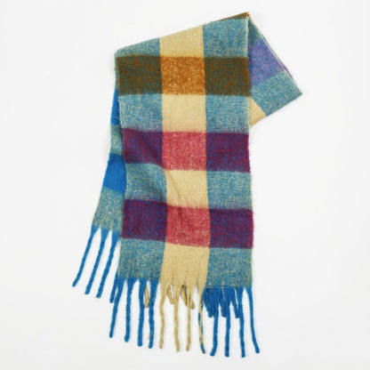 Mohair Plaid Tassel Scarf