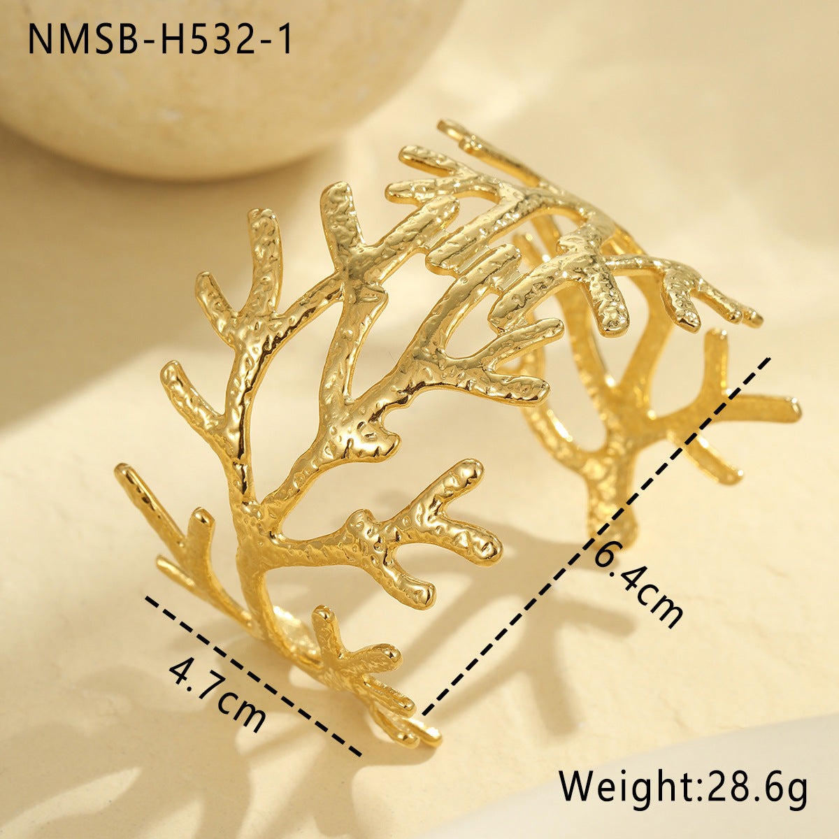 Ocean Coral Starfish Shell Exaggerated Titanium Steel Stainless Steel 18K Gold Plating Bracelet