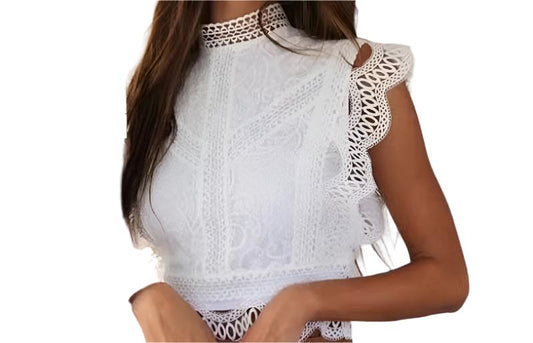 Abstract Pattern Lace Blouse