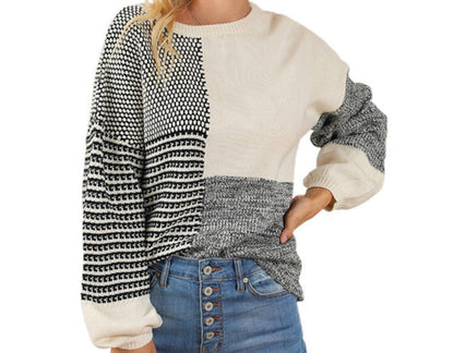 Striped Splicing Pullover Sweater