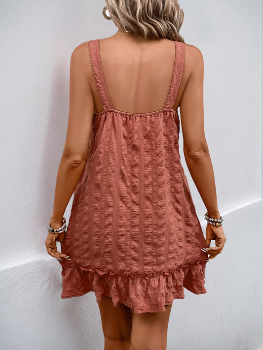Suspender Texture Pleating Dress