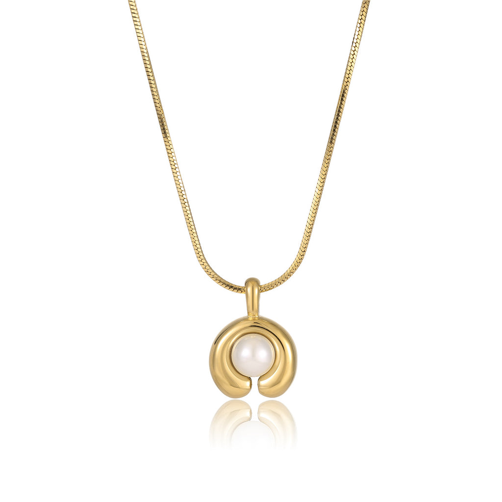 Pearl Embellished Stainless Steel Necklace