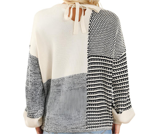 Striped Splicing Pullover Sweater