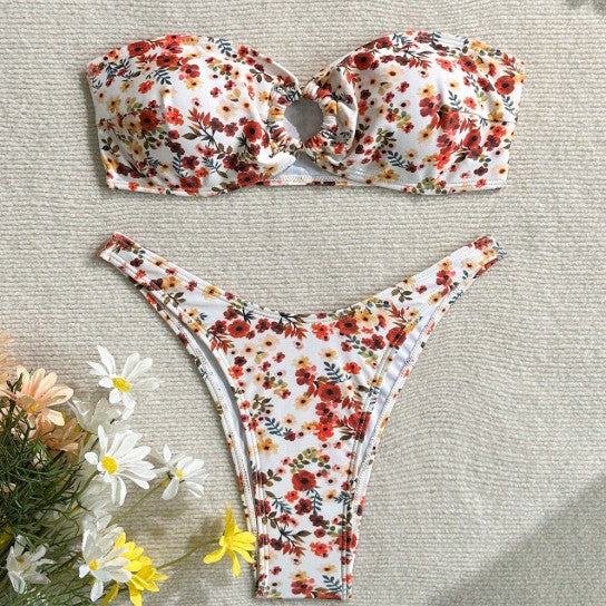 Sexy Tube Top Floral Bikini