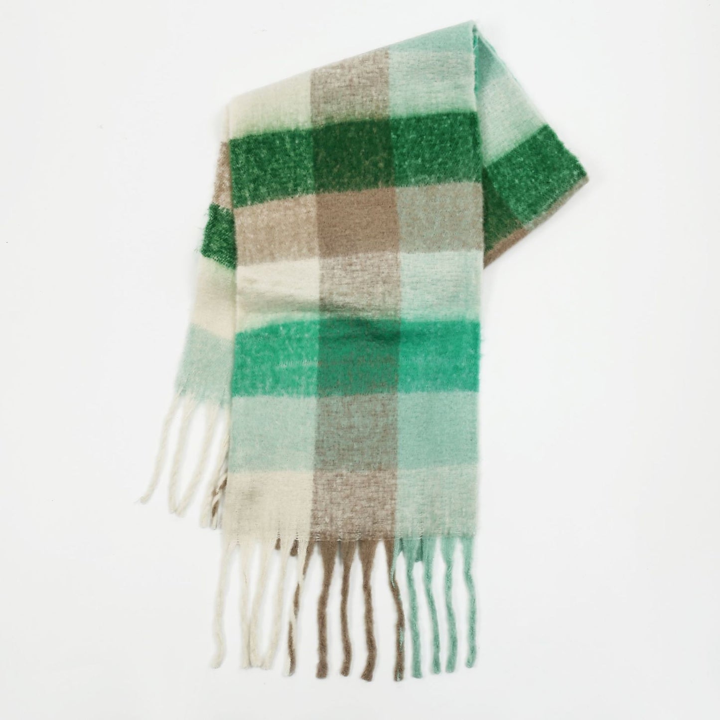 Mohair Plaid Tassel Scarf