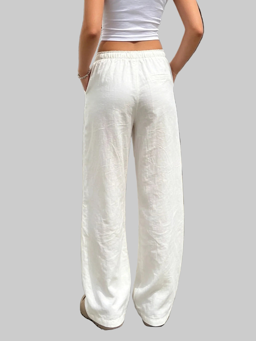 Casual Wrinkle High Waist Drawstring Trousers Pants