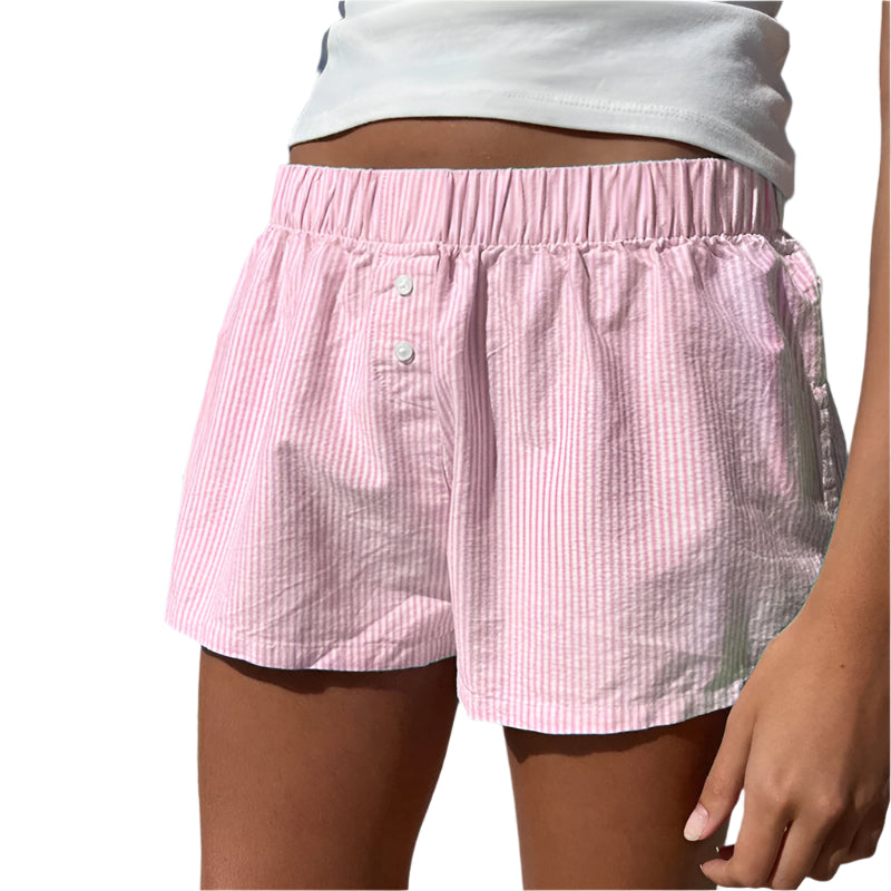 Striped Elastic Waist Shorts