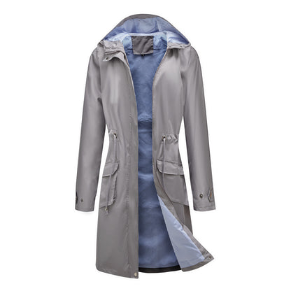 Trench Waterproof Hooded Striped Lining Coat