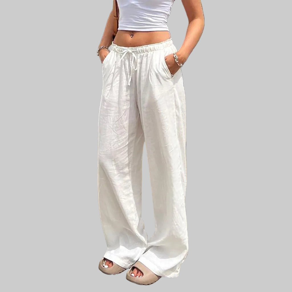 Casual Wrinkle High Waist Drawstring Trousers Pants