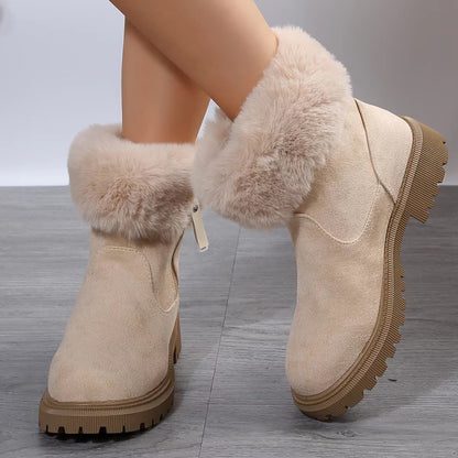 Mid Calf Snow Fur Cotton Padded Boots