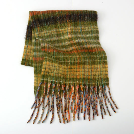 Thick Plaid Tassel Scarf