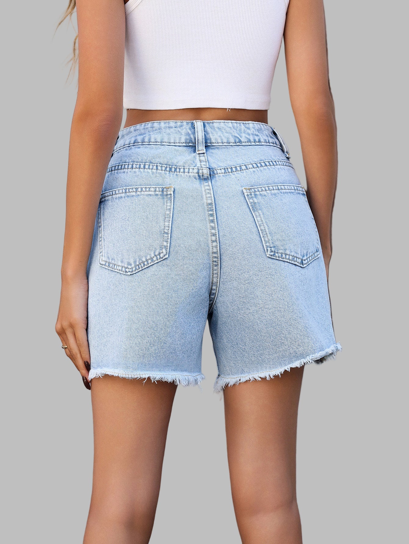 Floral Print High Waist Denim Shorts
