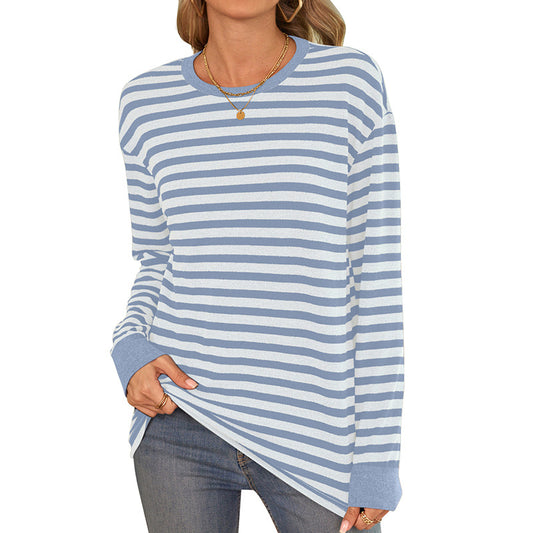 Striped Contrast Color Long Sleeve Top