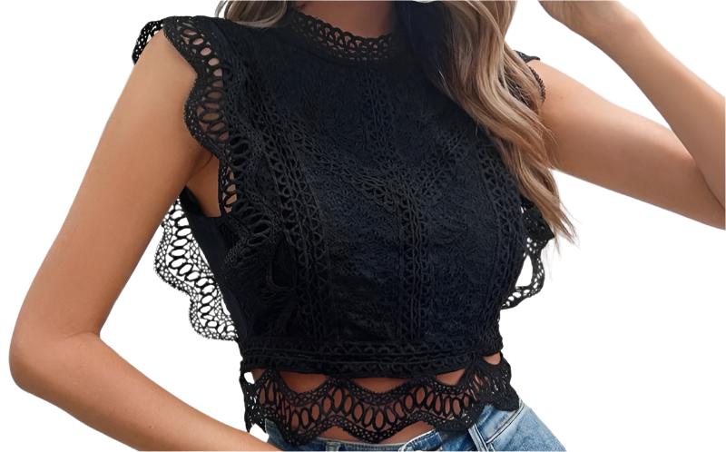 Abstract Pattern Lace Blouse