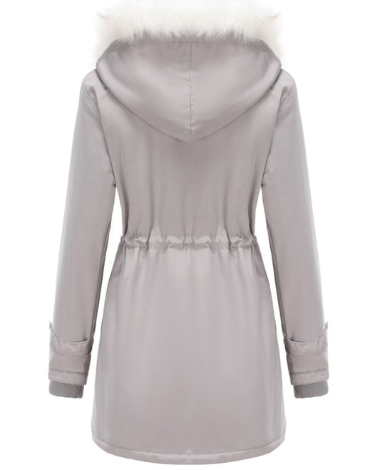 Detachable Fur Collar Hooded Cotton Padded Fleece Padded Coat