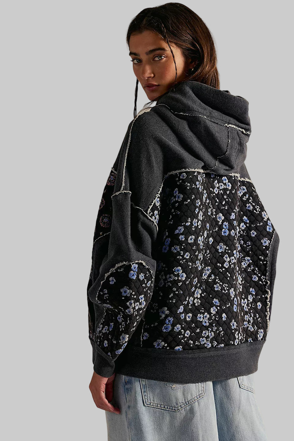 Hooded Embroidery Stitching Sweater Pullover