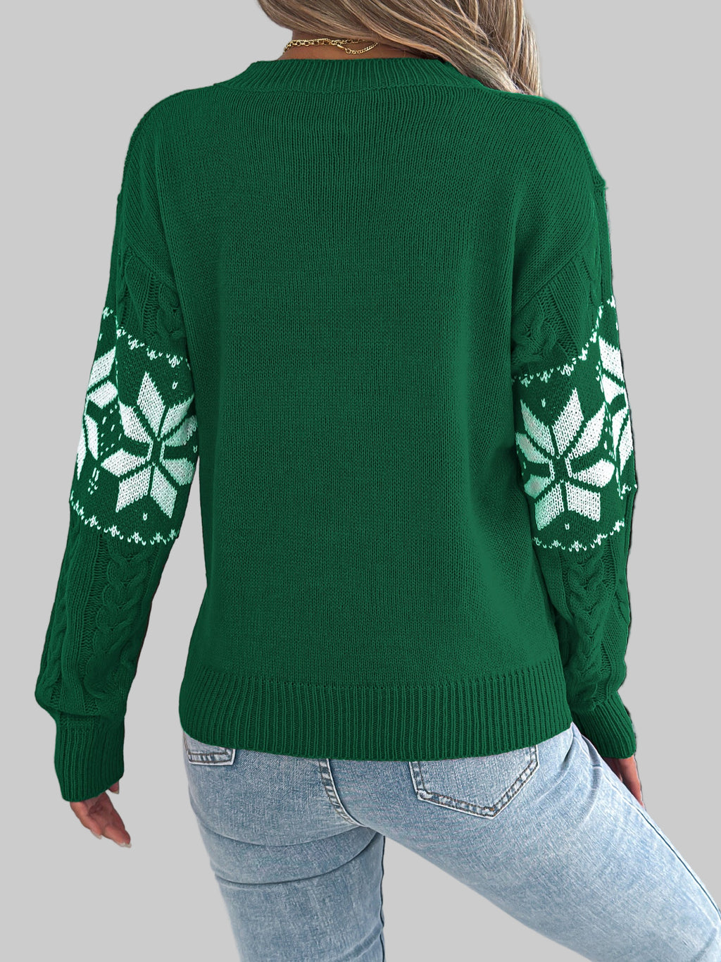 Snowflake Pattern Long Sleeve Pullover Sweater