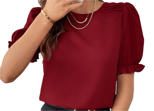 Puff Ruffled Sleeve Blouse