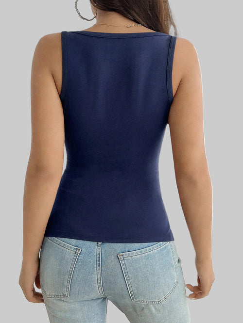 Sexy V-Neck Button Tank Top