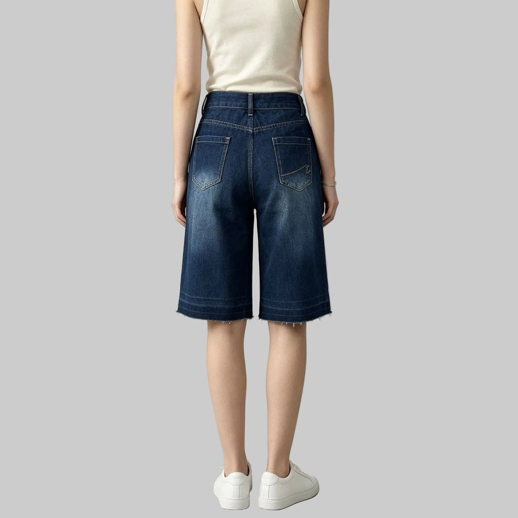 Retro Washed Loose Straight Denim Shorts