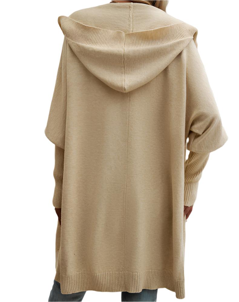 Casual Loose Hooded Mid-Length Cardigan