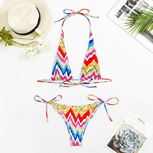 Chevron Printing Split Bikini