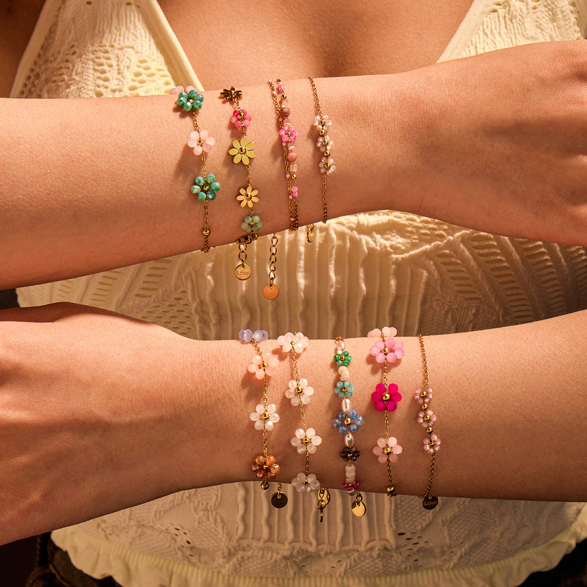 Colorful Floral Beaded Bracelet