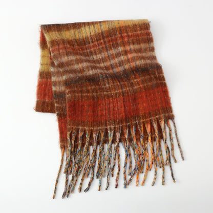 Thick Plaid Tassel Scarf