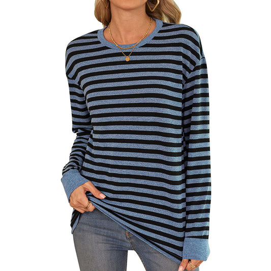 Striped Contrast Color Long Sleeve Top