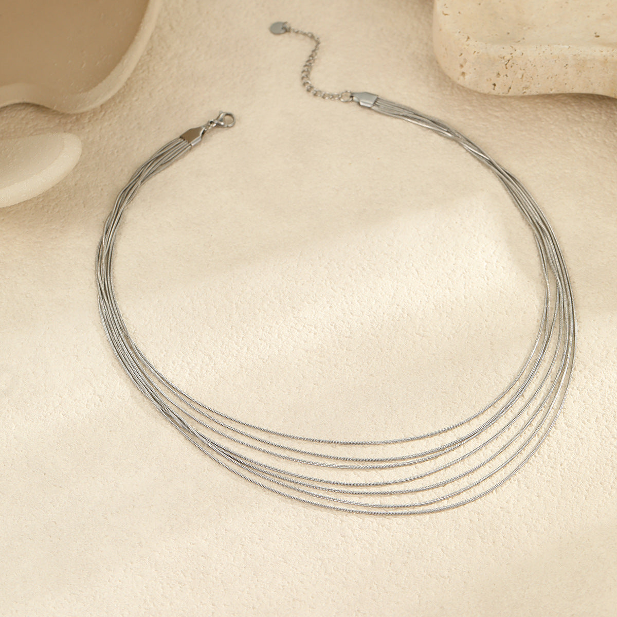 Multi Layer Twin Clavicle Chain Stainless Steel Lux Titanium Steel Necklace
