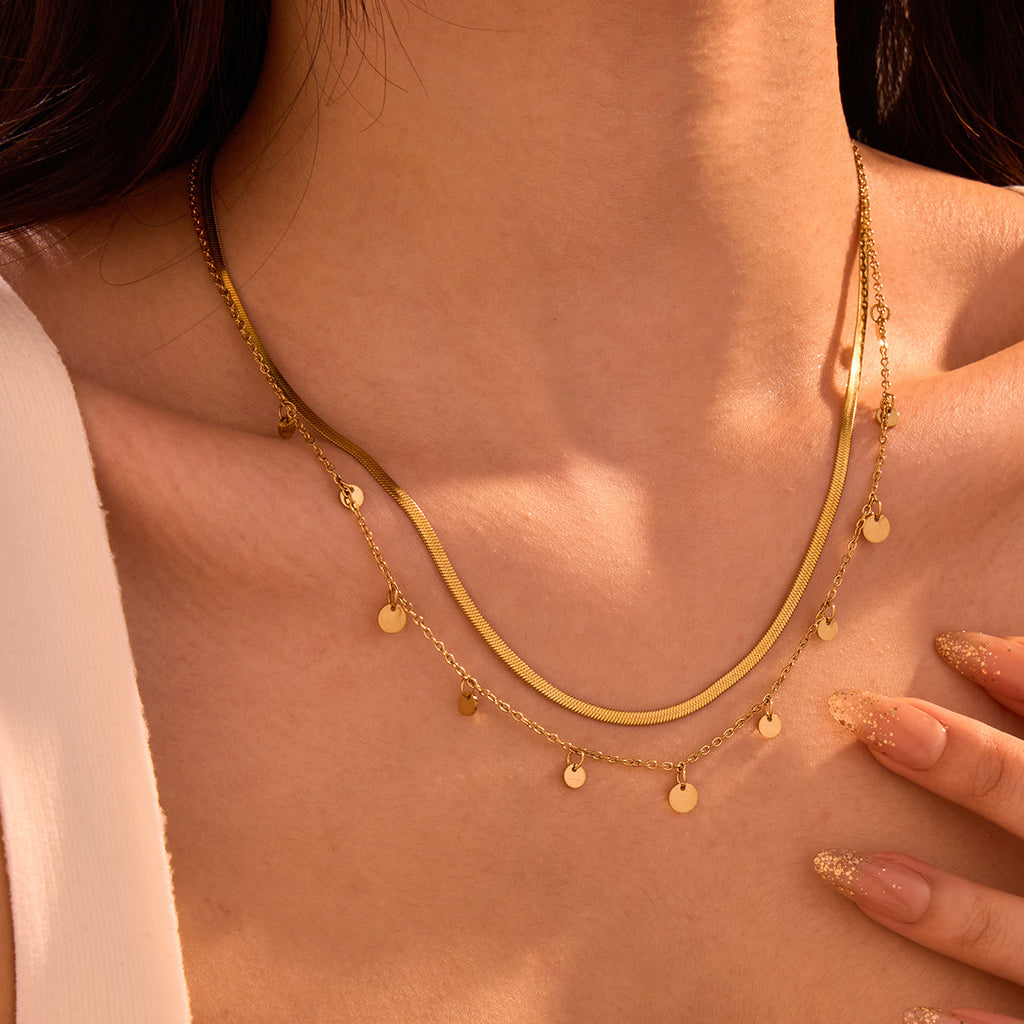 Stainless Steel Tassle Chain 18K Necklace
