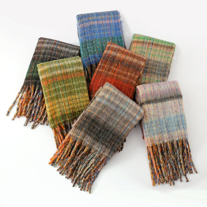Thick Plaid Tassel Scarf