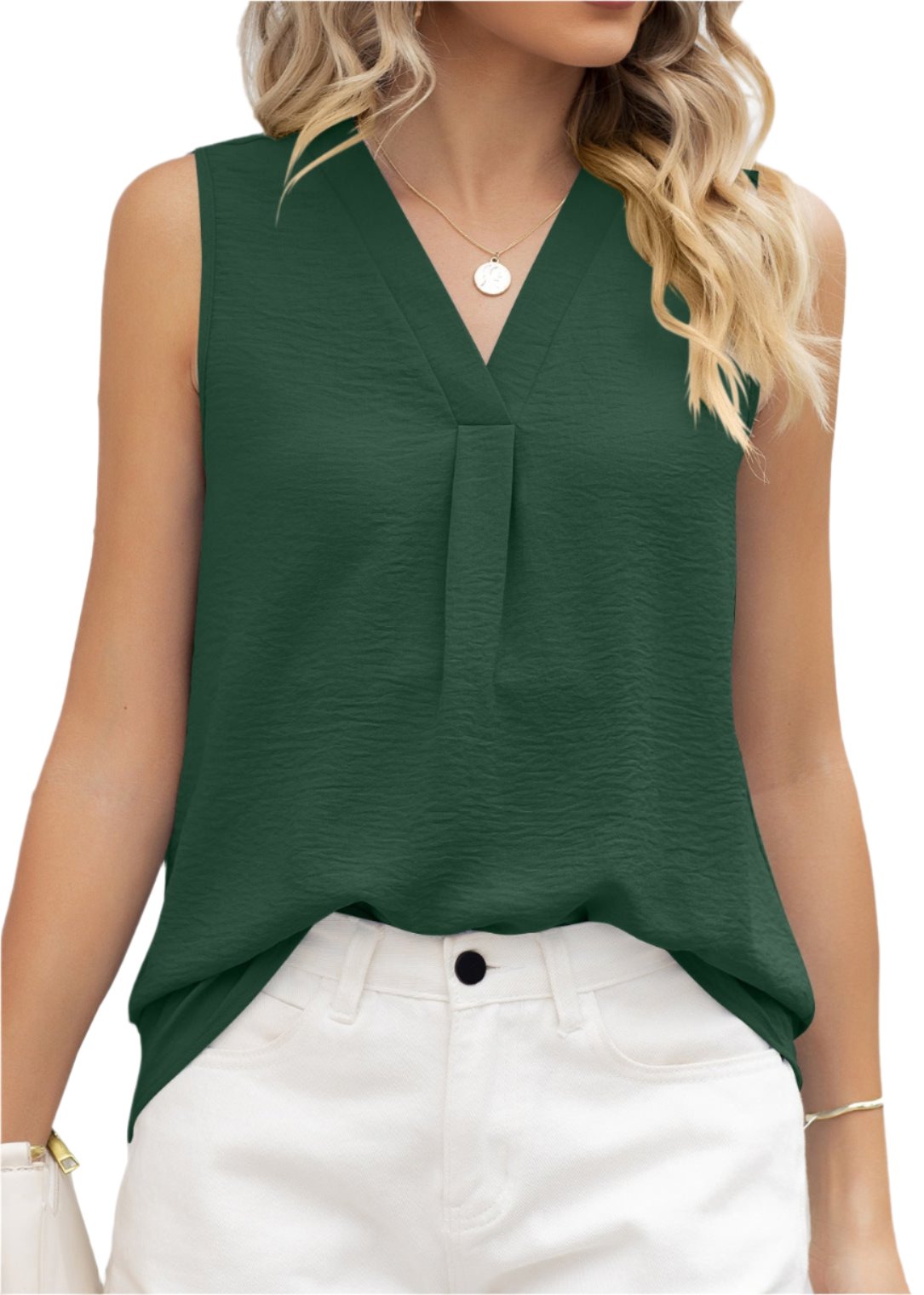 Solid Color V-neck Loose Chiffon Top
