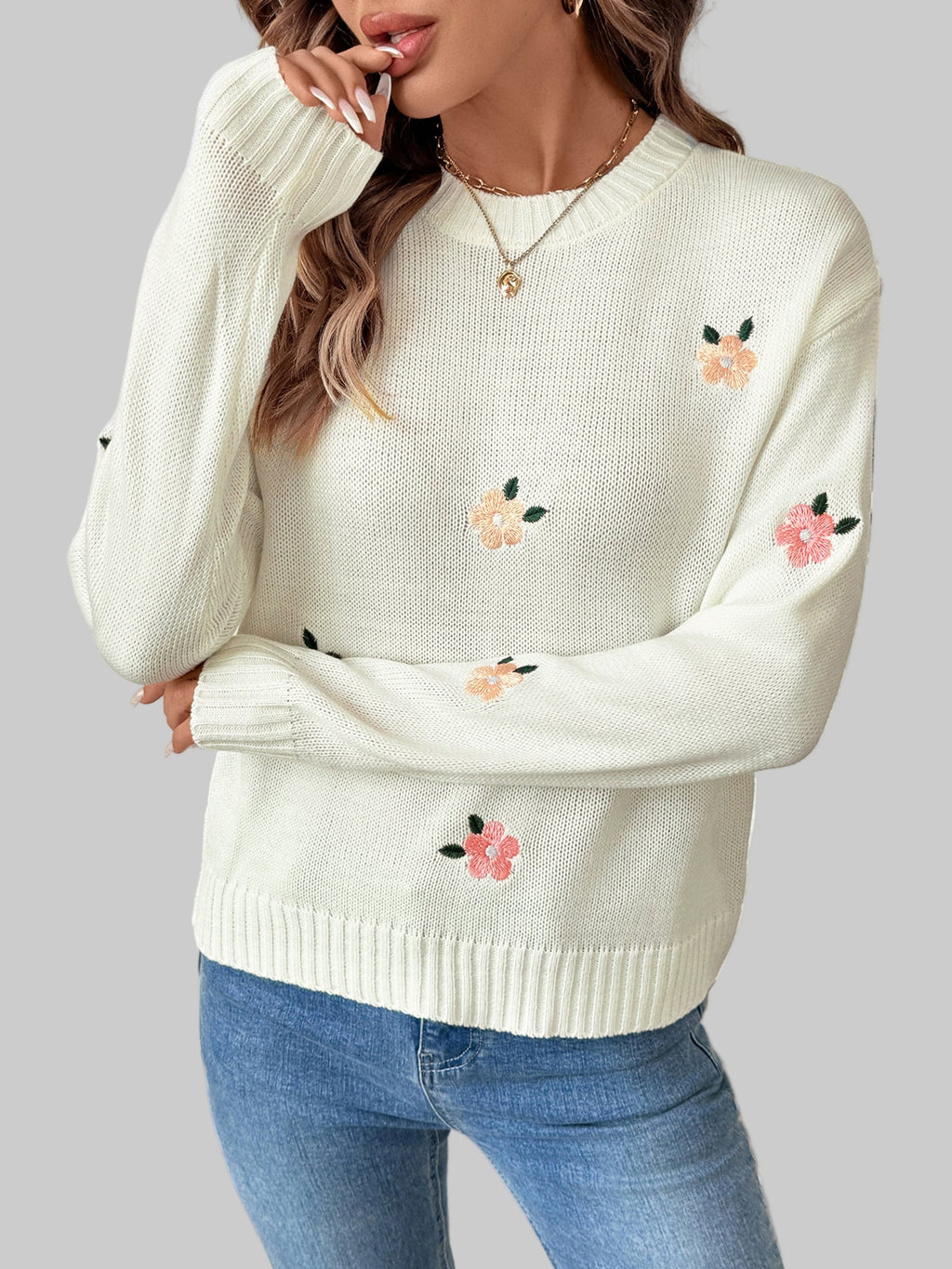 Floral Embroidered Sweater