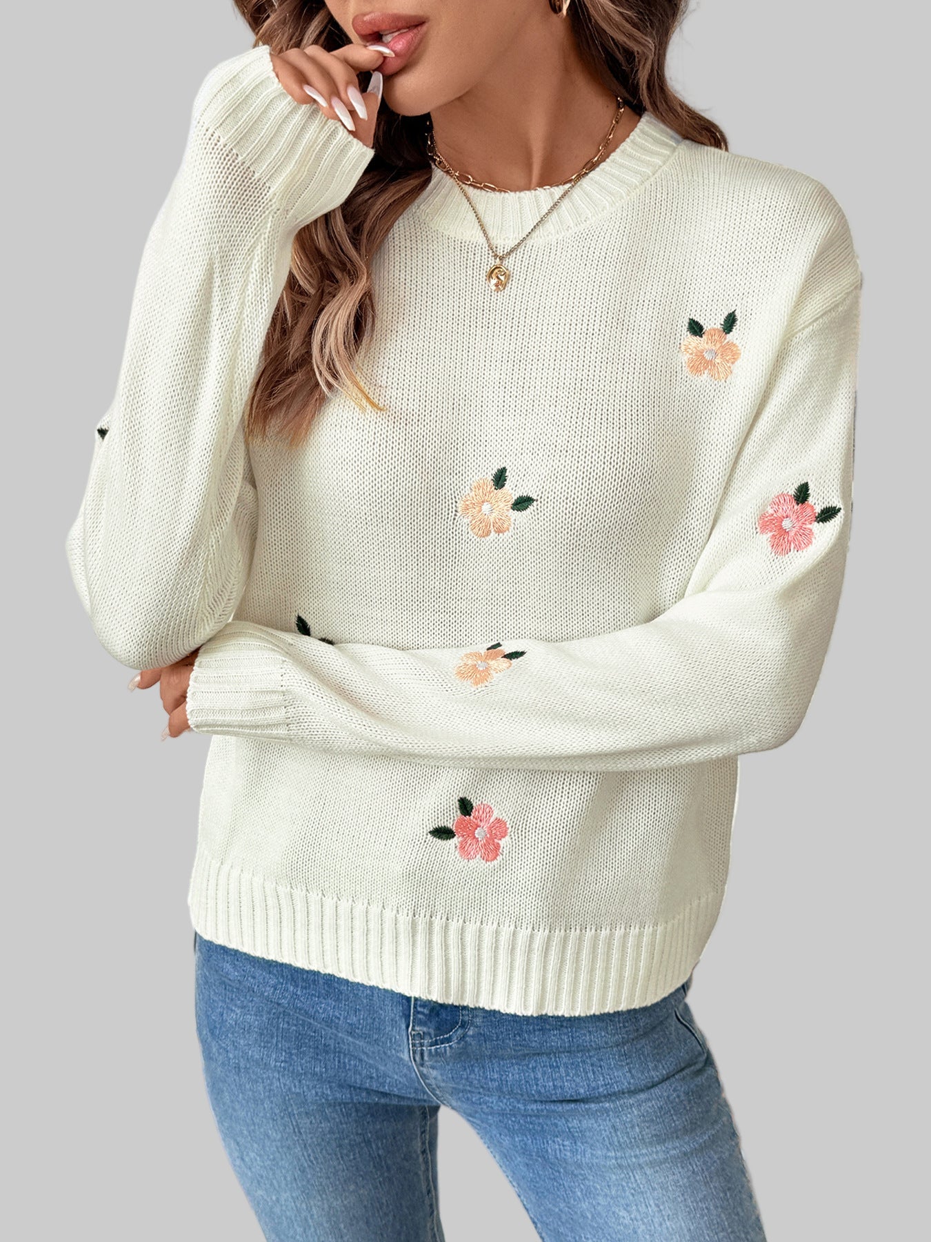 Floral Embroidered Sweater