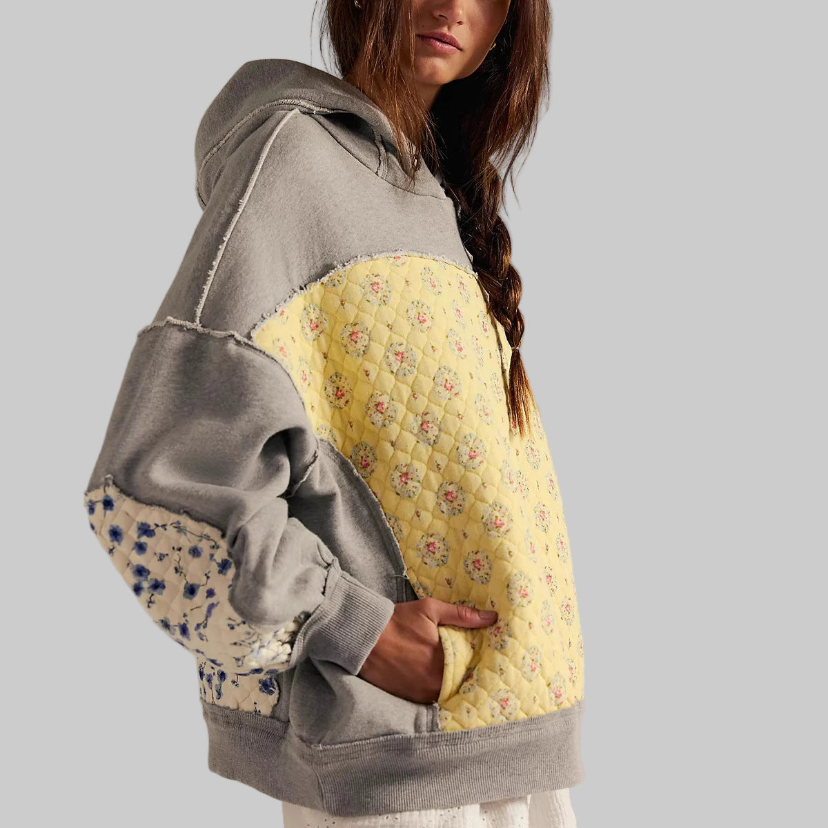 Hooded Embroidery Stitching Sweater Pullover