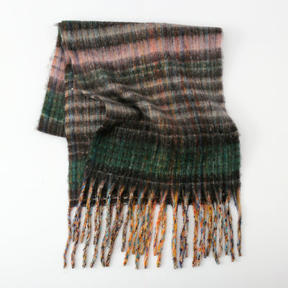 Thick Plaid Tassel Scarf