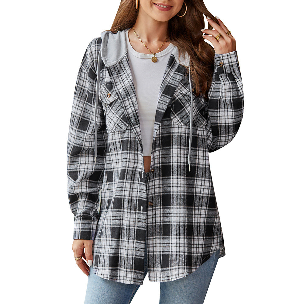 Casual Hoodie Plaid Shirt