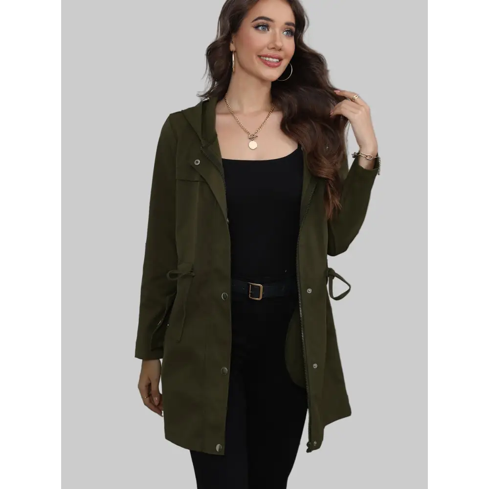Anorak Mid Length Waist Trimming Coat - Outerwear