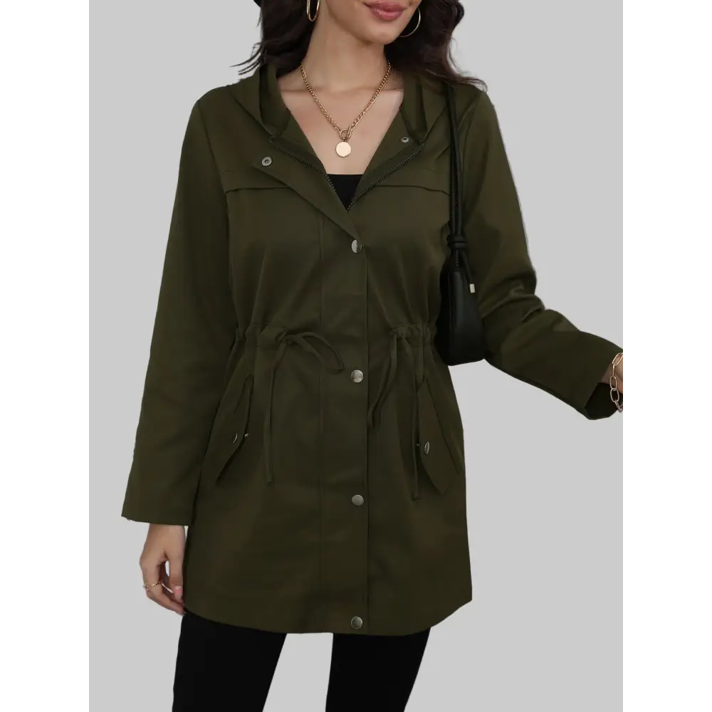 Anorak Mid Length Waist Trimming Coat - Outerwear
