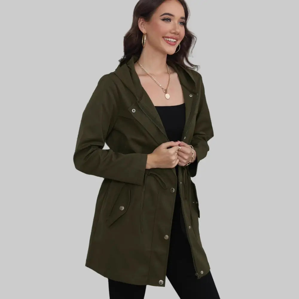 Anorak Mid Length Waist Trimming Coat - Outerwear