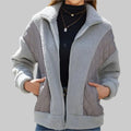 Autumn Winter Long Sleeve Zipper Plush Stitching Coat - S / Gray - Outerwear