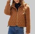Autumn Winter Zipper Long Sleeve Plush Stitching Coat Tamra.Shop.Social