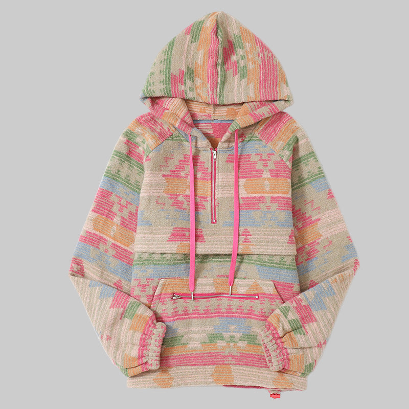 Aztec Printed Hoodie - Sweatshirts & Hoodies